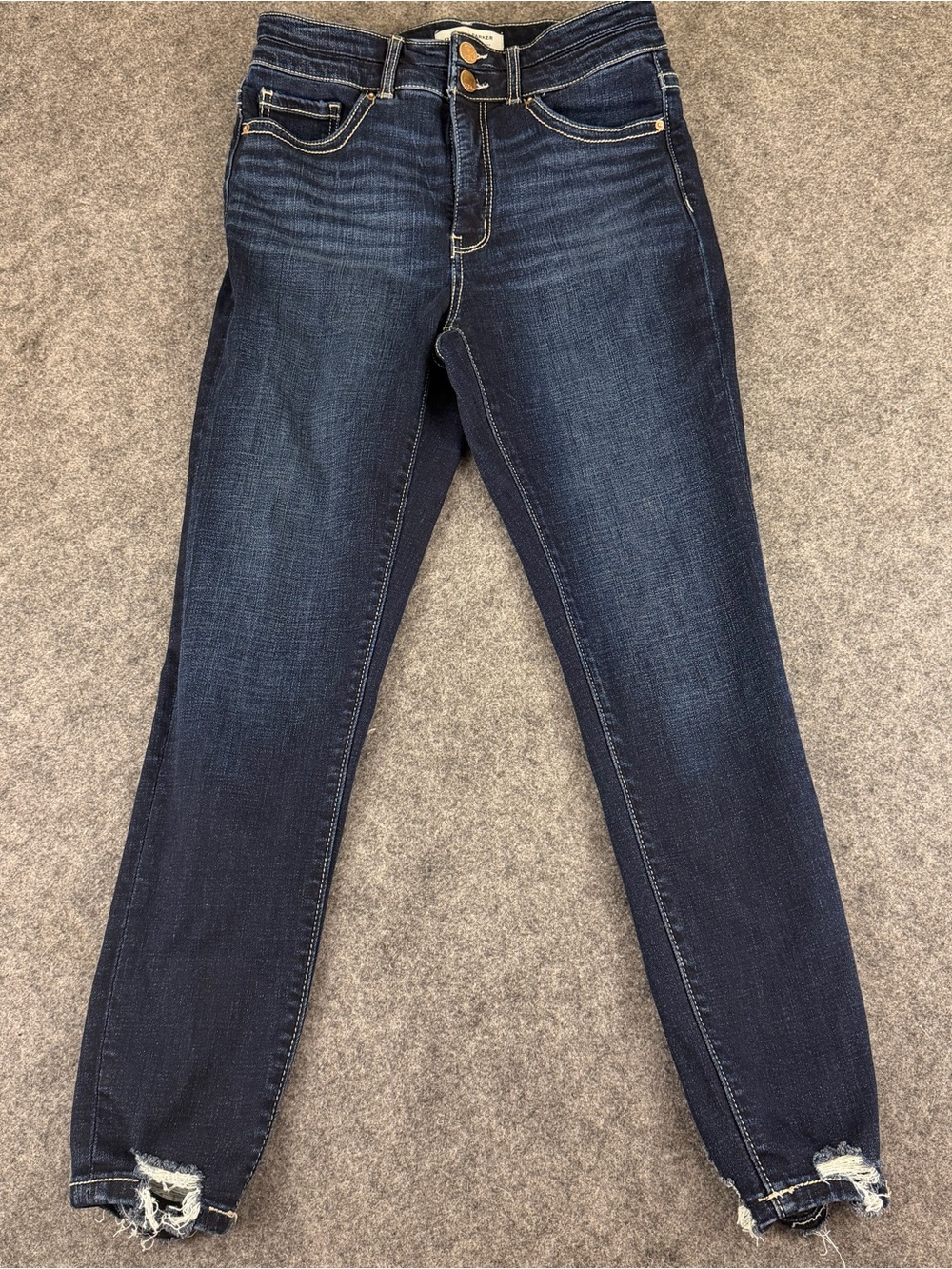 BKE High Rise Parker SZ 27 Skinny Dark Wash Distressed Womens Jeans Inseam 27